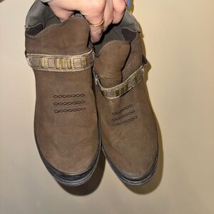 Brown Ankle Boots with Gold Accents